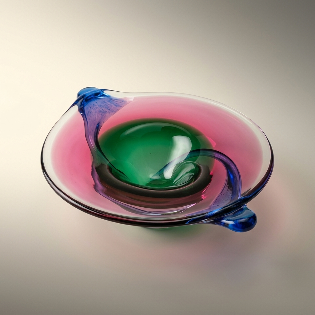 Sommerso Pulled-Star Centrepiece Bowl — Mid-Century Czech / Italian