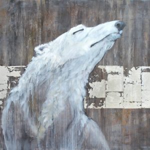 'Polar Bear' 100x90cm framed mixed media on wood €995