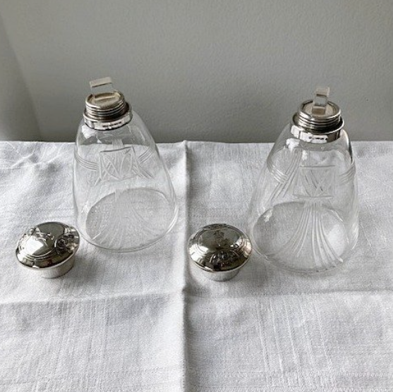 WMF Jugendstil Silvered Perfume Bottles — Pair, Model 220 (1906)